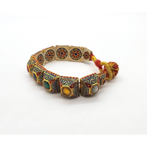 18KT GOLD Navrattan Bracelet - Picture 6 of 7